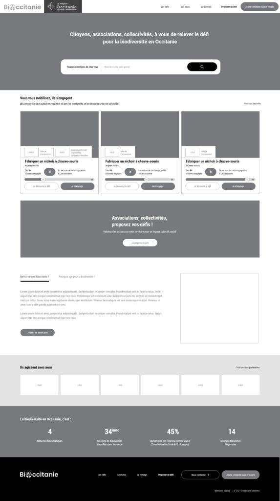 Évolution de l'esquisse en wireframe - Version desktop